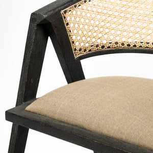 Tabitha I Black Wooden Frame Linen Wrap Seat Dining Chair