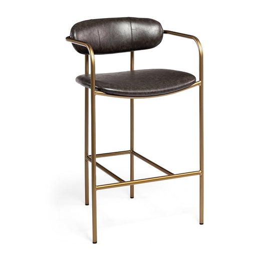 Parker Brown Faux Leather Seat Counter Stool - Elite Maison
