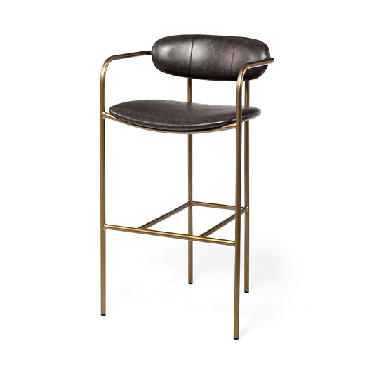 Parker Brown Faux Leather Seat Bar Stool - Elite Maison