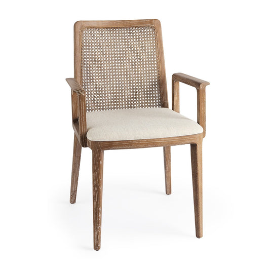 Clara Cream Fabric Seat and Cane Back Dining Chair - Elite Maison