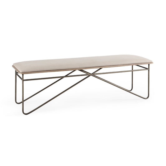Camille Cream Fabric Seat W/ Metal Frame Bench - Elite Maison