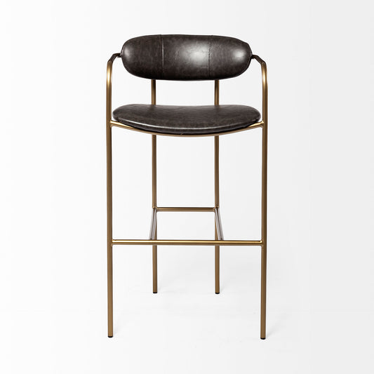 Parker Brown Faux Leather Seat Bar Stool - Elite Maison