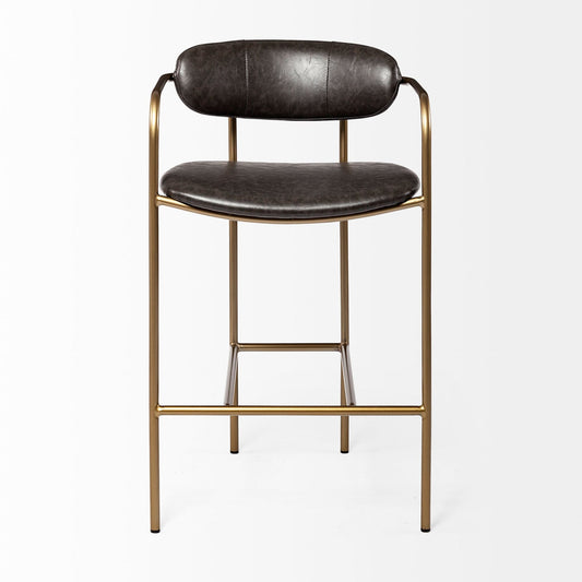Parker Brown Faux Leather Seat Counter Stool - Elite Maison