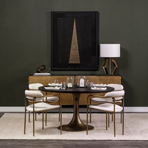 McLeod II Round Brown Solid Wood Top Gold Metal Base Dining Table