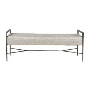 Charlotte Gray Herringbone Fabric Seat Bench