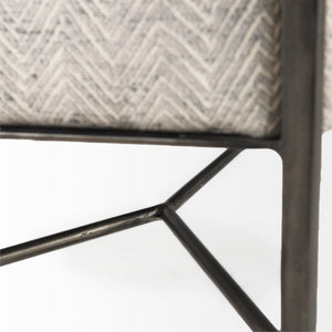 Charlotte Gray Herringbone Fabric Seat Bench