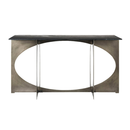 Reinhold IV Black Marble Top Iron Console Table - Elite Maison