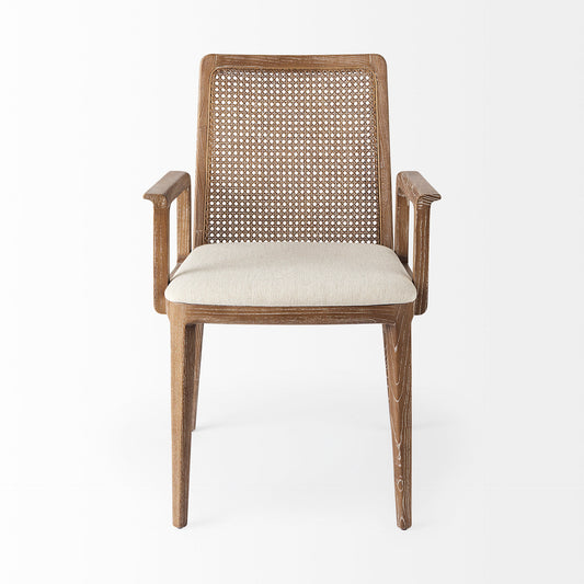 Clara Cream Fabric Seat and Cane Back Dining Chair - Elite Maison