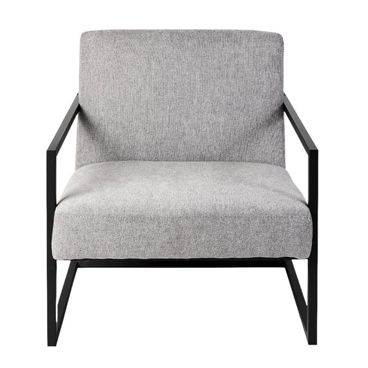Mercana Armelle gray fabric accent chair with sleek design and comfortable seating in a modern living room setting.