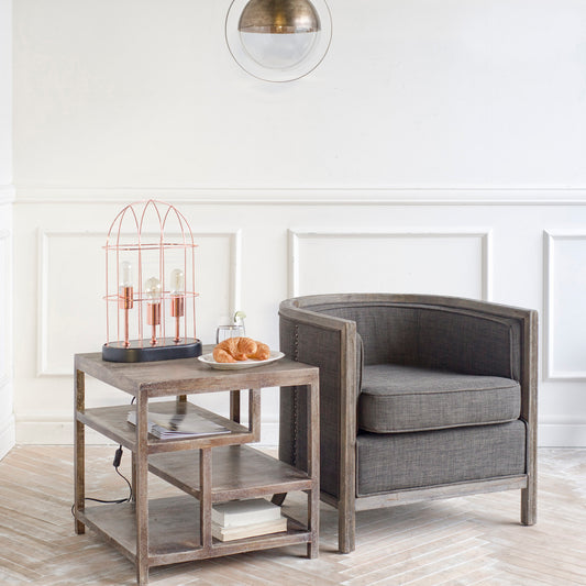Wright II Square Top Wooden Multi-Shelf End/Side Table - Elite Maison