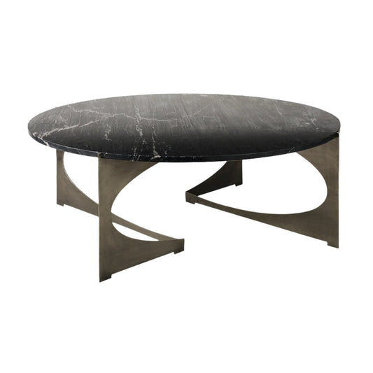 Reinhold III Black Marble Top Iron Coffee Table - Elite Maison
