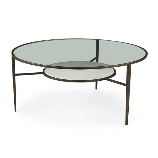 Felicity Marble Top W/Iron Frame Coffee Table - Elite Maison