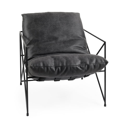Leonidas Faux Leather Seat Accent Chair - Elite Maison