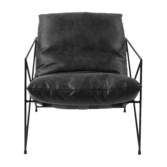 Leonidas Faux Leather Seat Accent Chair - Elite Maison