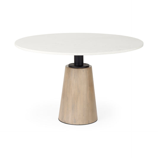 Maxwell White Marble Round Top Dining Table - Elite Maison