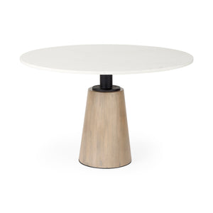 Maxwell White Marble Round Top Dining Table