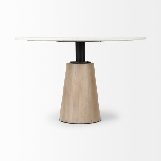 Maxwell White Marble Round Top Dining Table - Elite Maison