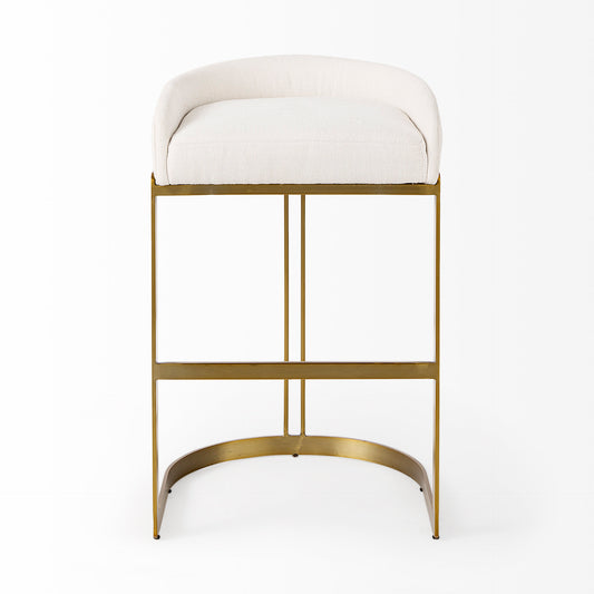 Mercana Hollyfield fabric seat bar stool with glamorous demilune architectural design and sleek modern style.