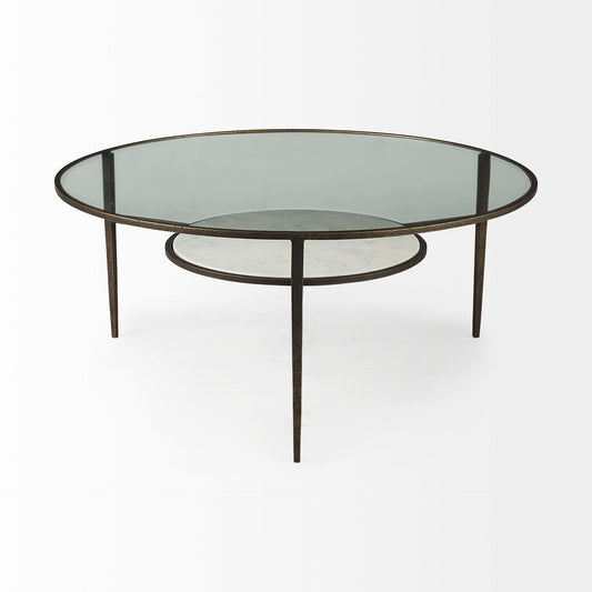 Felicity Marble Top W/Iron Frame Coffee Table - Elite Maison