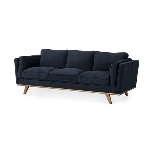 Brooks Navy Blue Fabric 3- Seater Sofa - Elite Maison