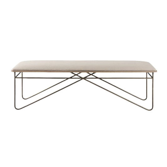 Camille Cream Fabric Seat W/ Metal Frame Bench - Elite Maison