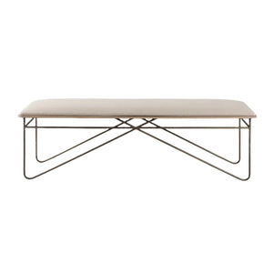 Camille Cream Fabric Seat W/ Metal Frame Bench