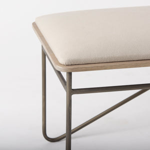 Camille Cream Fabric Seat W/ Metal Frame Bench