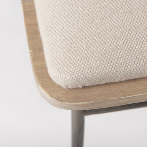 Camille Cream Fabric Seat W/ Metal Frame Bench