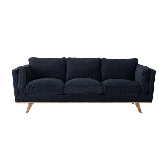 Brooks Navy Blue Fabric 3- Seater Sofa - Elite Maison