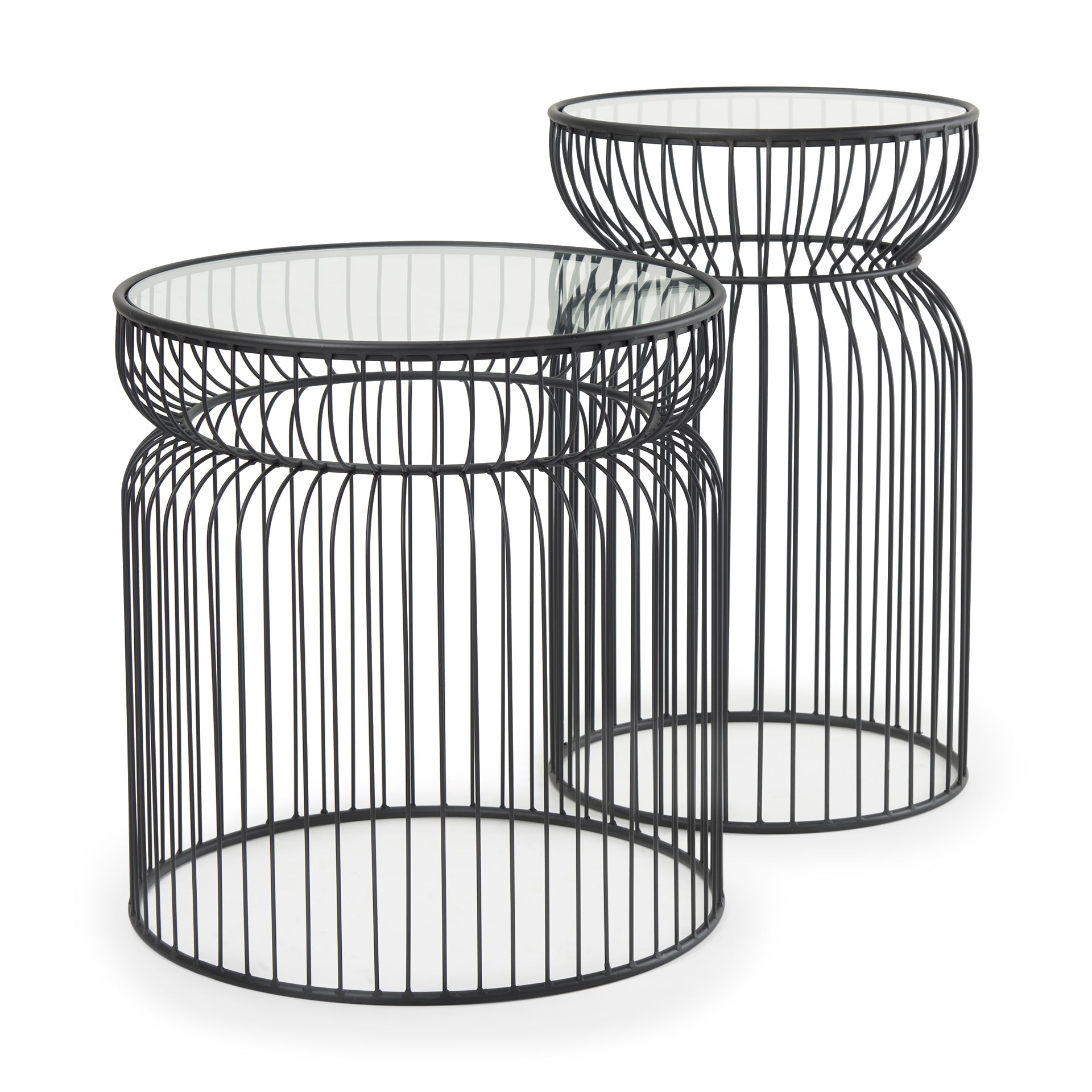 Shani Set of 2 Round, Metal w/ Glass Accent Tables