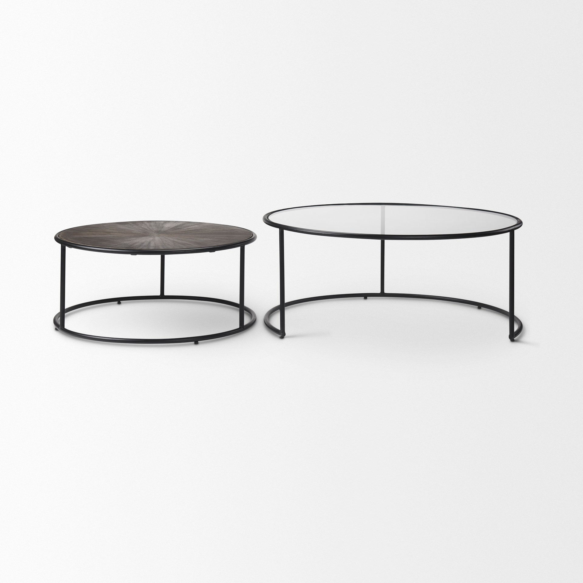 Arlo Set of 2 Brown Wood and Glass Coffee Tables