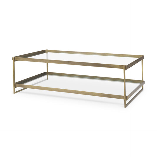Trey Metal W/Glass Coffee table - Elite Maison
