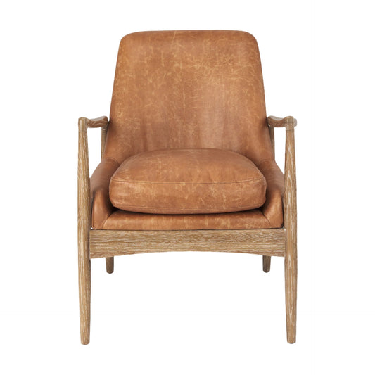 Westan Cognac Faux Leather Accent Chair - Elite Maison