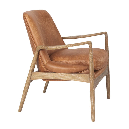 Westan Cognac Faux Leather Accent Chair - Elite Maison