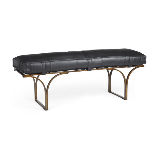 Jessie Leather Seat Accent Bench - Elite Maison