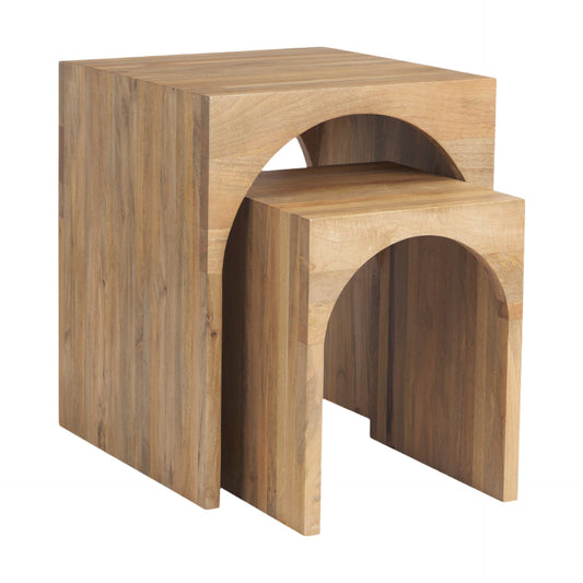 Chloe Set of 2 Cottage Wood Nesting Accent Tables - Elite Maison
