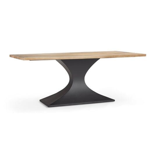 Maxton Light Brown Wood w/ Black Metal Dining Table - Elite Maison