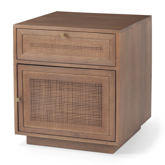 Grier Wood w/ Cane Accent Table - Elite Maison