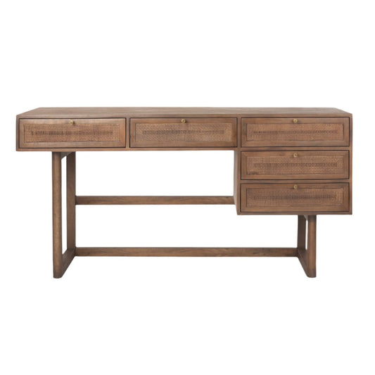 Grier Solid Wood W/Cane Office Desk - Elite Maison