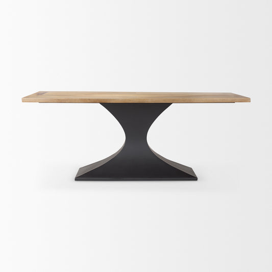Maxton Light Brown Wood w/ Black Metal Dining Table - Elite Maison