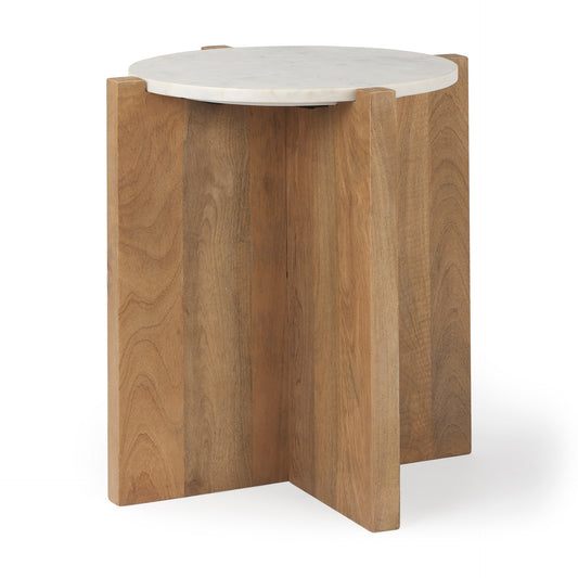 Bianca Wood and Marble Accent Table - Elite Maison