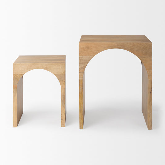 Chloe Set of 2 Cottage Wood Nesting Accent Tables - Elite Maison