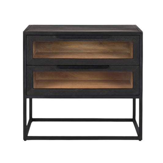 Sloan Dark Wood W/Black Metal Frame Side Table - Elite Maison