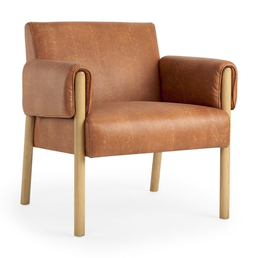 Ashton Faux Leather Fabric Accent Chair - Elite Maison