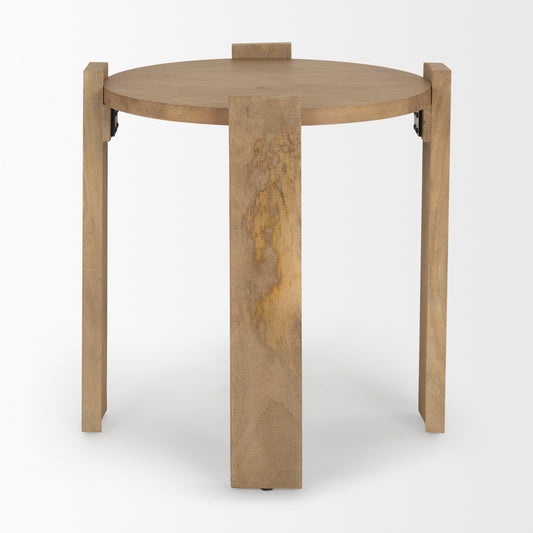 Evelyn Light Brown Round End/Side Table - Elite Maison