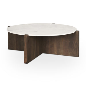 Bianca Wood w/ Round Marble Top Coffee Table