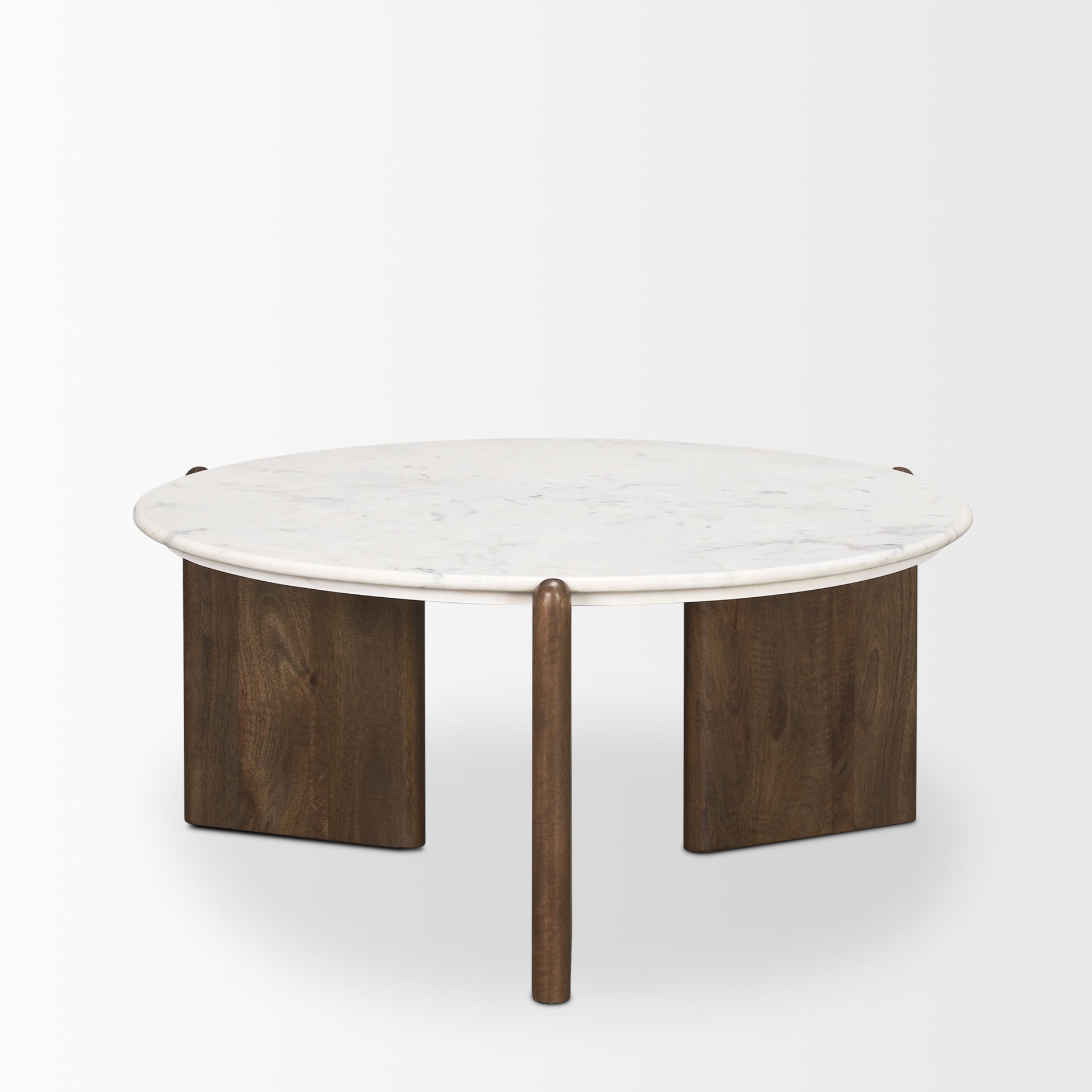 Rumer Dark Brown Wood w/ White Marble Coffee Table