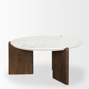 Rumer Dark Brown Wood w/ White Marble Coffee Table