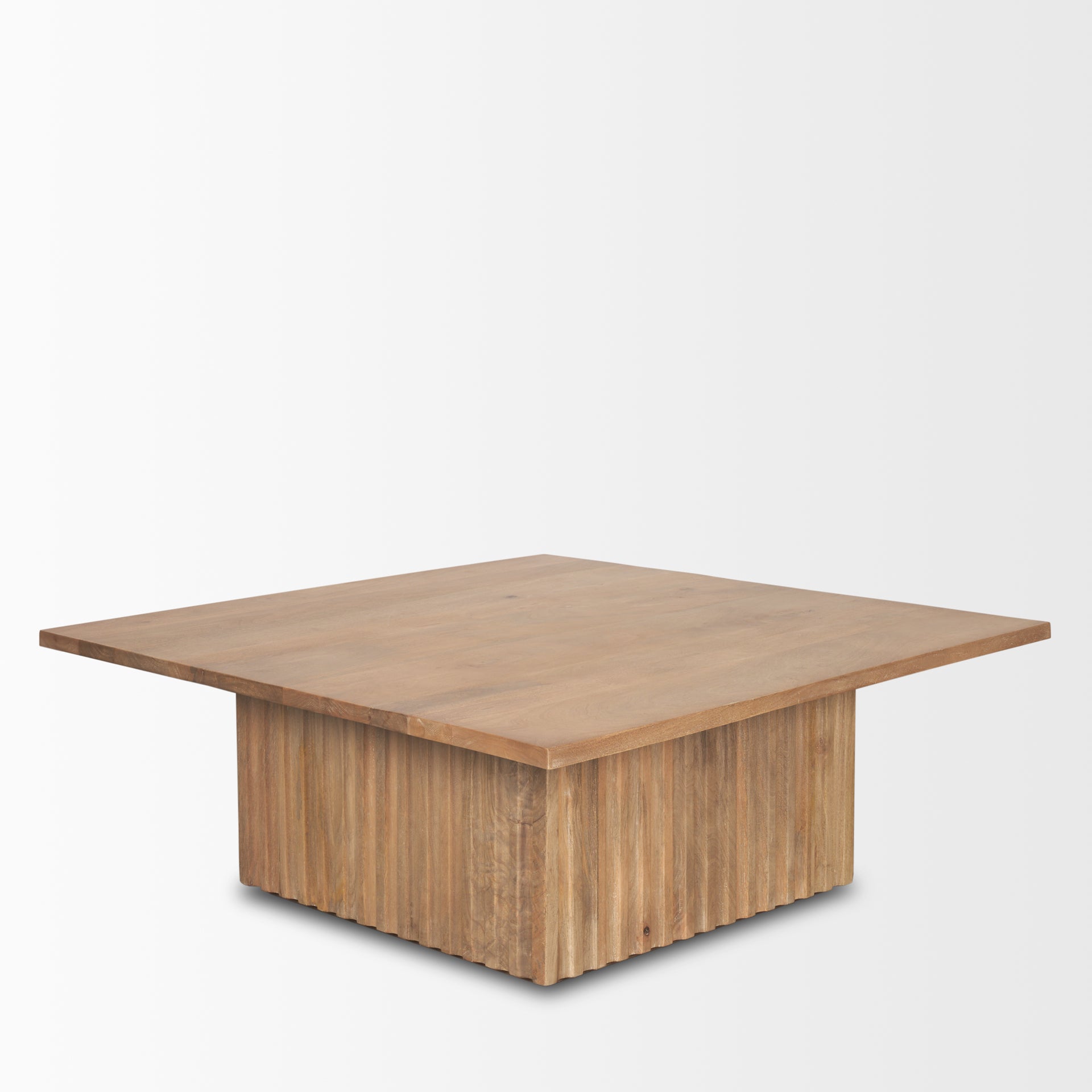 June Light Brown Wood w/ Fluting Square Coffee Table