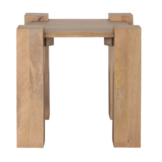 Mercana Beth Light Brown Wood Square Accent Table with clean lines and smooth surface, ideal for living room or bedroom decor.